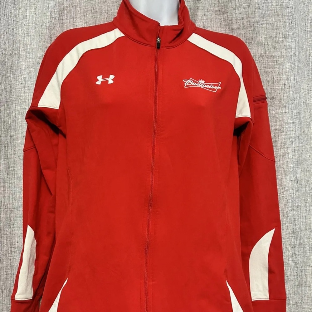 Under Armour Red Women’s Budweiser Light Jacket Sz Small EUC
